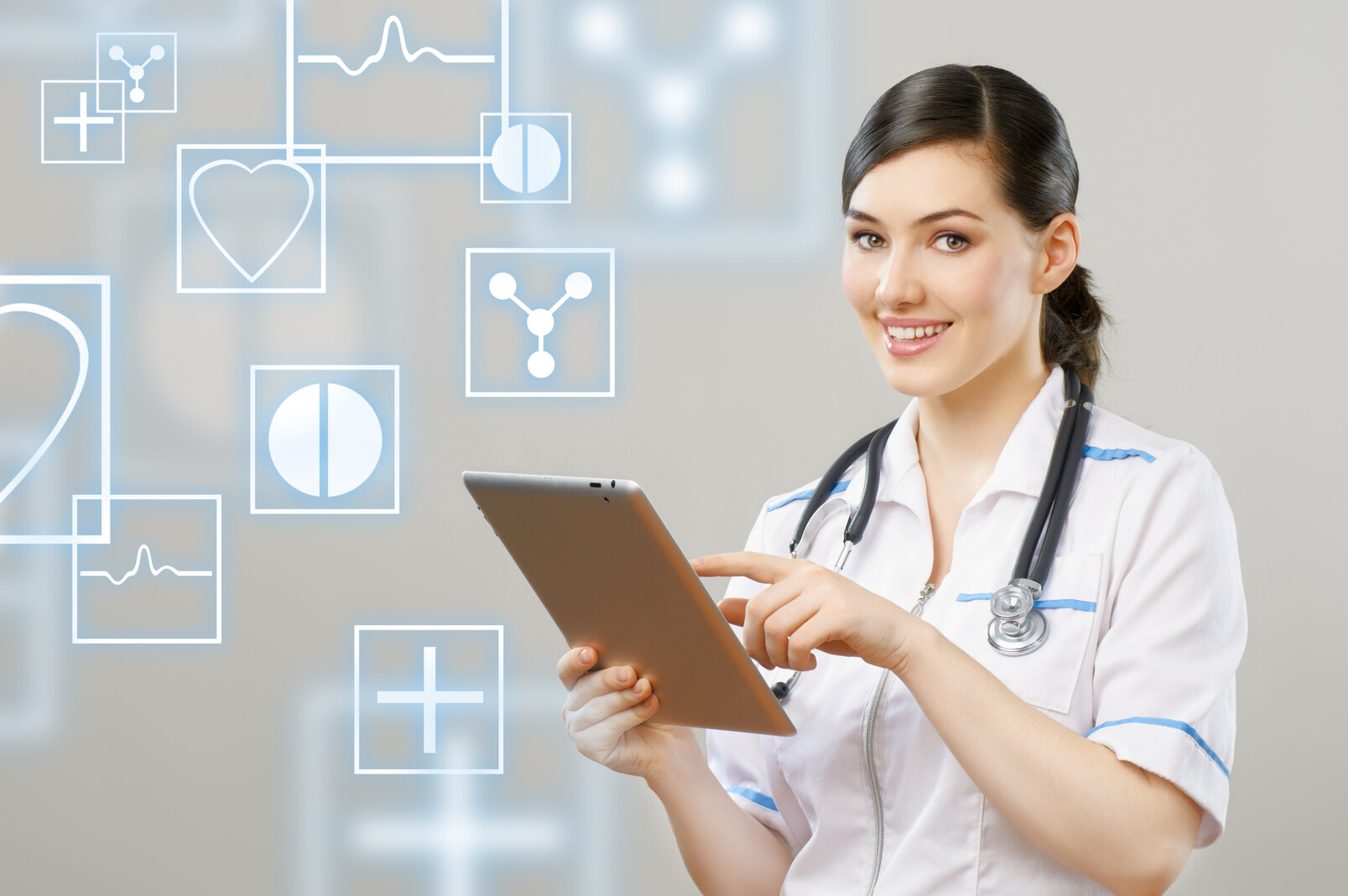 nurse connecting all of a patients needs